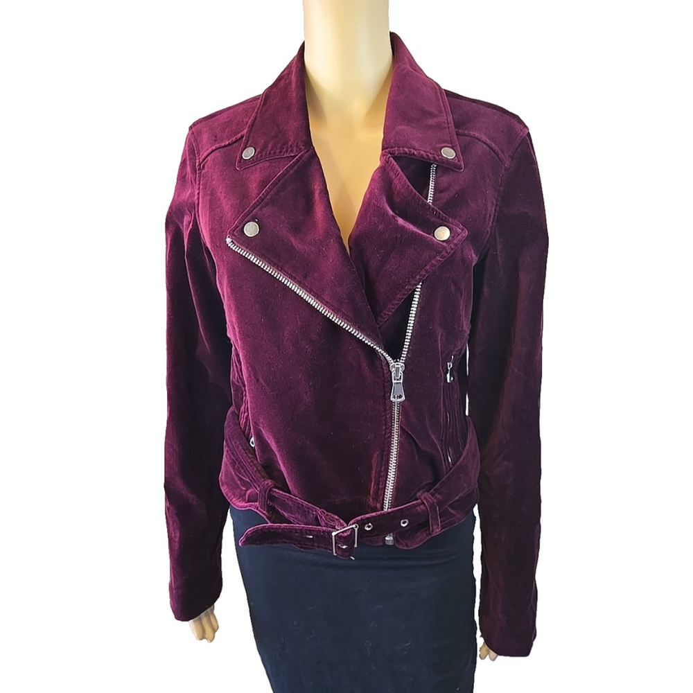 PAIGE Women's Cranberry Shanna Jacket Velvet Motto Bloomingdale's Small - Picture 3 of 10